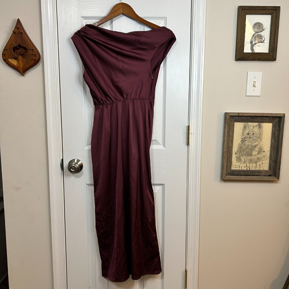 ABERCROMBIE & FITCH COWL NECK MIDI DRESS WITH GATHERED WAIST - Picture 4 of 5